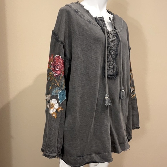 Free People Boho Embroidered Bell Sleeve Sweatshirt - Picture 3 of 10